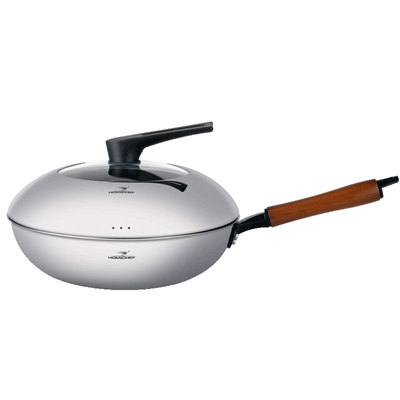 [家居大厨]大铁锅不锈钢锅家用无涂层炒菜锅老式中式炒锅尖底圆底