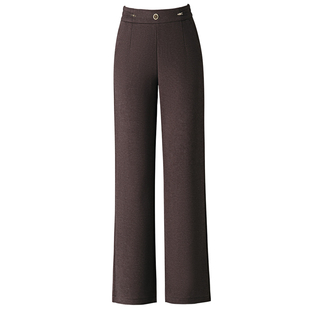 雅鹿仿羊绒阔腿裤女秋冬高级2025新款高腰妈妈裤子春秋毛呢直筒裤