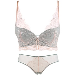 内衣女性感蕾丝薄款聚拢文胸套装无钢圈上托调整型收副乳诱惑胸罩