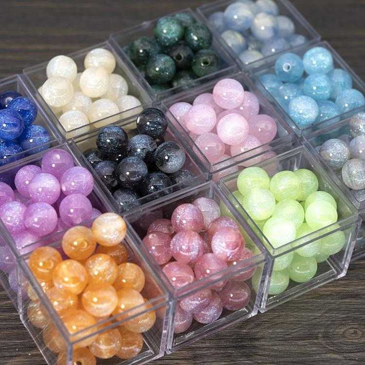 星空8mm散装diy串珠子菩提手工项链手链材料成人儿童手串配件塑料