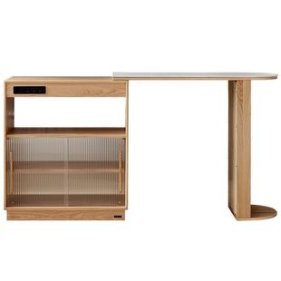 全友家居北欧风实木吧台客厅家用可伸缩岩板桌面搭台储物柜DW8061