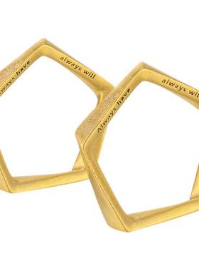 幸运星超定戒情侣网红戒小众设计925镀银男女礼物叠纸李泽言戒指