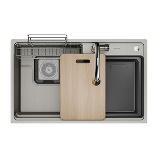 九牧厨房水槽洗菜盆台下台上加厚纳米抗刮磨抗油304不锈钢洗碗池