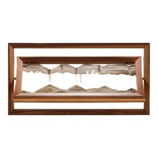 马鹿时来运转流沙画新中式装饰办公室桌面摆件客厅实木乔迁礼物