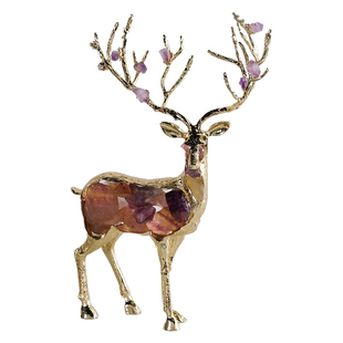 鹿鹿生辉工艺品酒柜艺术装饰品老板办公室桌面马到成功紫水晶摆件