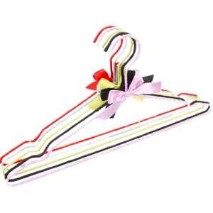 Maos时尚蝴蝶结包布晾衣架家用不锈钢布艺衣挂防滑坎肩衣撑5支装