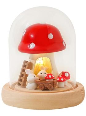 蘑菇兔子小夜灯摆件生日礼物女