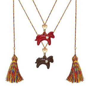 CHEZ LOOPS旷野热情奔跑小马项链原创锆石秋冬长款毛衣链新年礼物