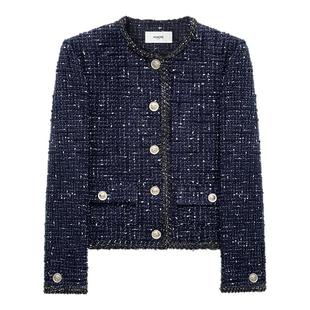 HONORE古月  24SS开春高奢 实心钱币扣重工编织肌理感小香外套