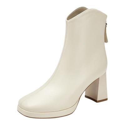 达芙妮白色高跟短靴女2025新款