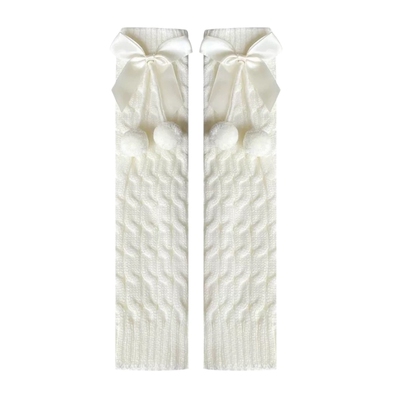 蝴蝶结毛球袜女日系袜套保暖堆堆秋冬少女可爱jk针织洛丽塔中筒