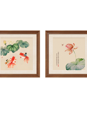 【新中式风】锦鲤戏童客厅挂画
