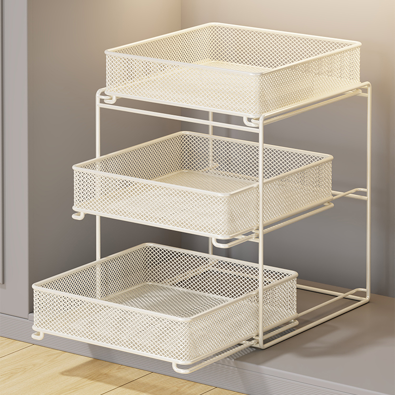 厨房橱柜拉篮下水槽置物架抽多功能调料家用式架子碗碟拉收纳分层