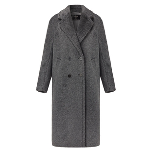 首降5折|歌莉娅男女同款苏力羊驼毛大衣冬季高知穿搭长款毛呢外套