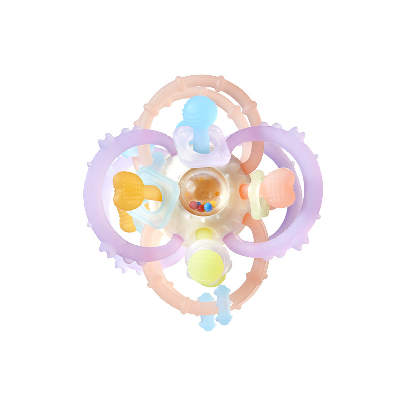 嫚熙曼哈顿手抓球牙胶婴幼儿防吃手神器咬胶小月龄宝宝可磨牙玩具