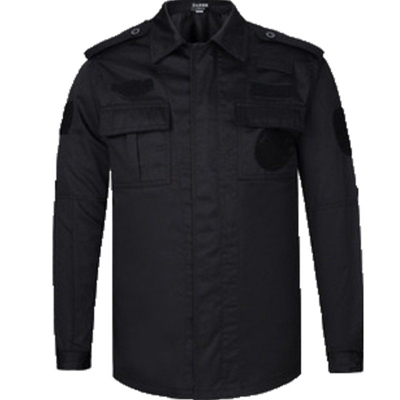 保安工作服春秋装长袖套装男冬季物业安保秋冬作训服黑色加绒加厚