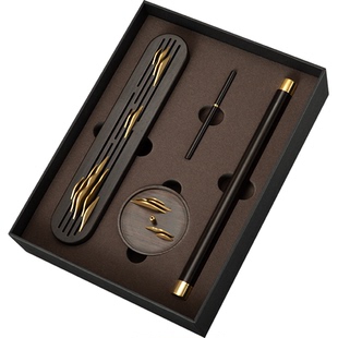 紫光檀实木质熏香礼盒套组九重山线香炉卧香盒香插沉檀香炉香礼品