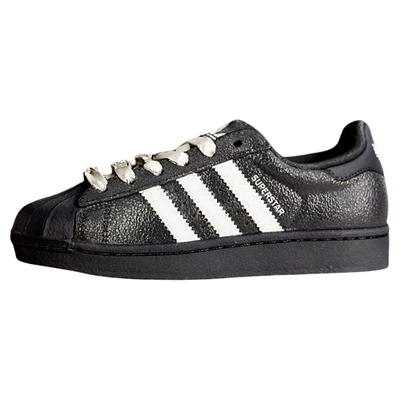 阿迪达斯三叶草贝壳头板鞋2026春女SUPERSTAR黑色休闲鞋 IH1628
