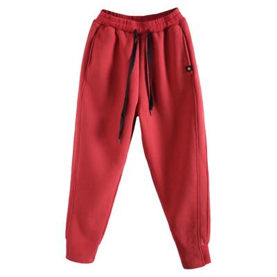 宽松百搭高腰高个子运动裤加绒女