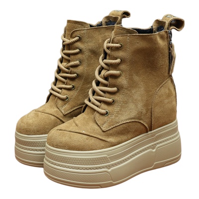 马丁靴女内增高14cm加绒棉鞋