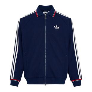 休闲时尚针织宽松三条纹夹克薄外套男装adidas阿迪达斯三叶草