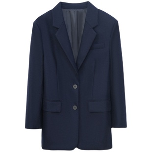 芝美日禾 人字纹羊毛呢厚西装外套女宽松职业休闲高级感复古英伦