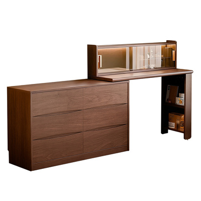 实木梳妆台斗柜一体转角化妆台