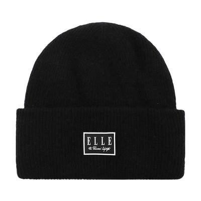 ELLE纯羊毛毛线帽女秋冬季针织帽