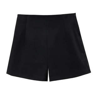 黑色毛呢短裤女秋冬2025韩版修身百搭高腰靴裤显瘦短款休闲打底裤