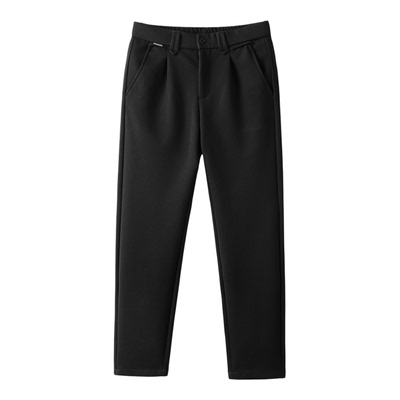 LUUD 男冬季内里磨毛保暖休闲长裤菱形格纹肌理纯色毛呢直筒西裤