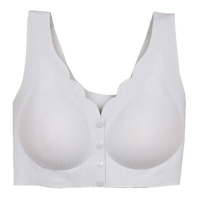 婷妃中老年人无钢圈背心式内衣妈妈大码全罩杯无痕前扣女士文胸罩