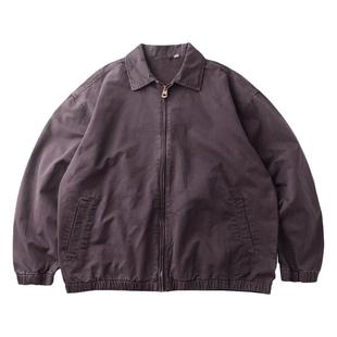 日系复古水洗做旧翻领夹克男春秋潮牌宽松百搭纯棉底特律工装外套