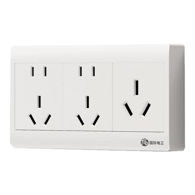 国际电工16A三孔+双五孔明装插座