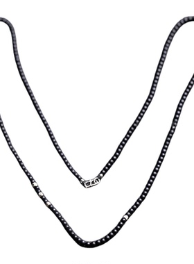 磨砂黑玛瑙银项链男女包邮欧美