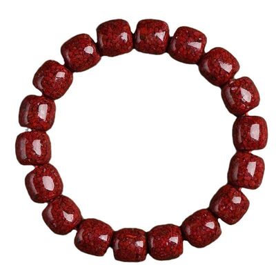 龙年纯天然朱砂正品湘西原矿朱砂晶体桶珠手链转运随身简约男女款