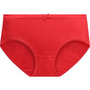 红豆女士本命年内裤红色纯棉裆马年结婚礼物中腰女生三角裤1条装