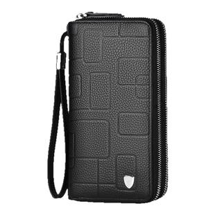 男士手拿包真皮手机收纳包商务抓包大容量双拉链长款头层牛皮手包