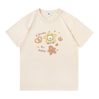 正肩常规纯棉t恤女可爱短袖印花