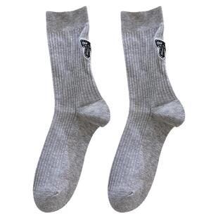 【起步韩袜】韩国袜子女东大门AB款字母蝴蝶结刺绣春秋堆堆中筒袜