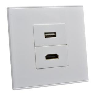 86型USB高清插座免焊USB数据延长线模块HDMI高清数字电视墙壁面板