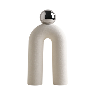 贝汉美中古风几何拱门球摆件客厅玄关电视柜桌面简约艺术陶瓷装饰