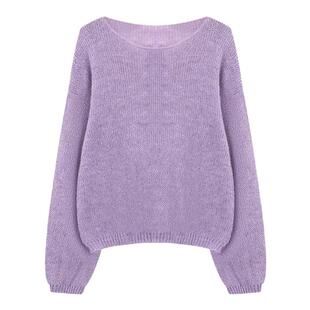 爱的修学旅行奚梦瑶明星同款香芋紫色毛衣女宽松慵懒风针织衫上衣