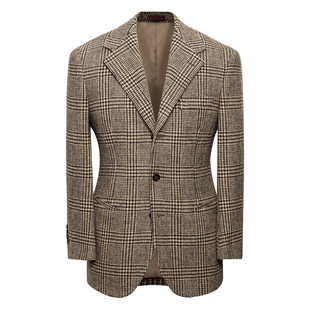 CULTUM 1930s复古加厚420g重磅全羊毛粗纺亲王格西服外套男单西