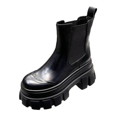 欧货真皮增高厚底9cm切尔西短靴