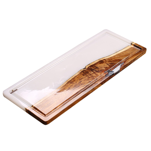 高端木化石茶盘白色家用胡桃木新中式轻奢现代实木简约天然石茶台