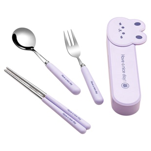 儿童餐具套装小学生便携筷子勺子叉子餐具盒学生上学外带收纳盒子