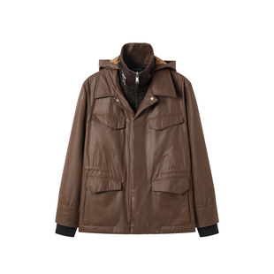 芸蚁〔长征〕M65假两件改良奢感暗纹撞色拼接抽绳绗棉四袋棉服