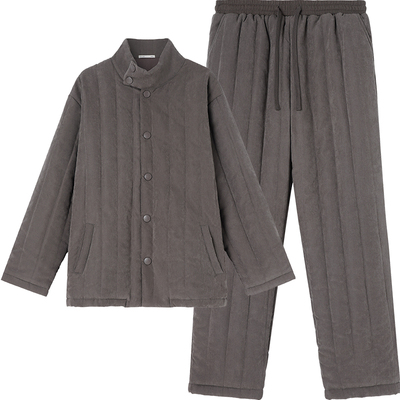 淳度三层夹棉睡衣男加厚套装