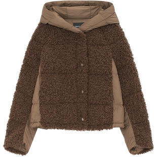 【90白鸭绒】Juicy Couture橘滋羽绒服女拼接连帽外套