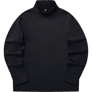 鸿星尔克加绒卫衣男秋季新款男士高领半开襟立领抓绒运动长袖上衣